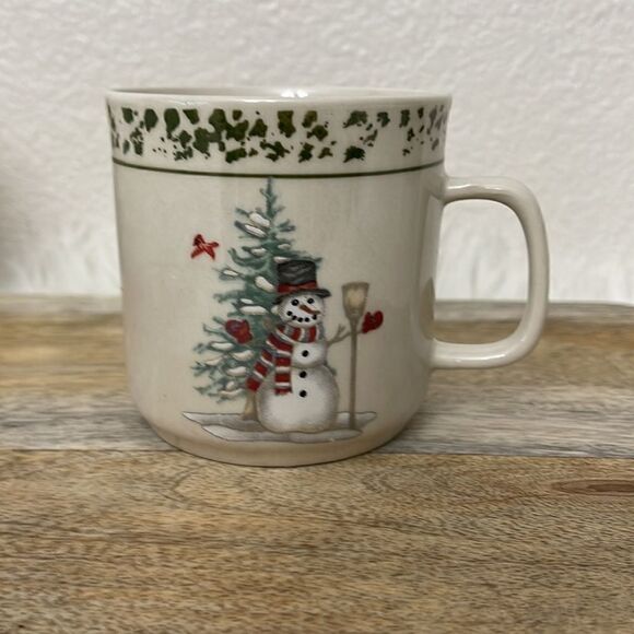 Snowman Mugs Set of 2 - Stoneware - Picture 2 of 7